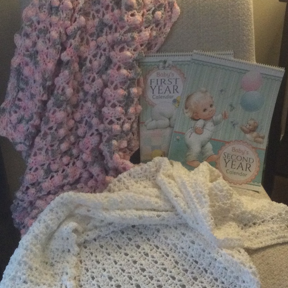 SOLD - SOLD - Set 2 Baby Afghans with Calendars